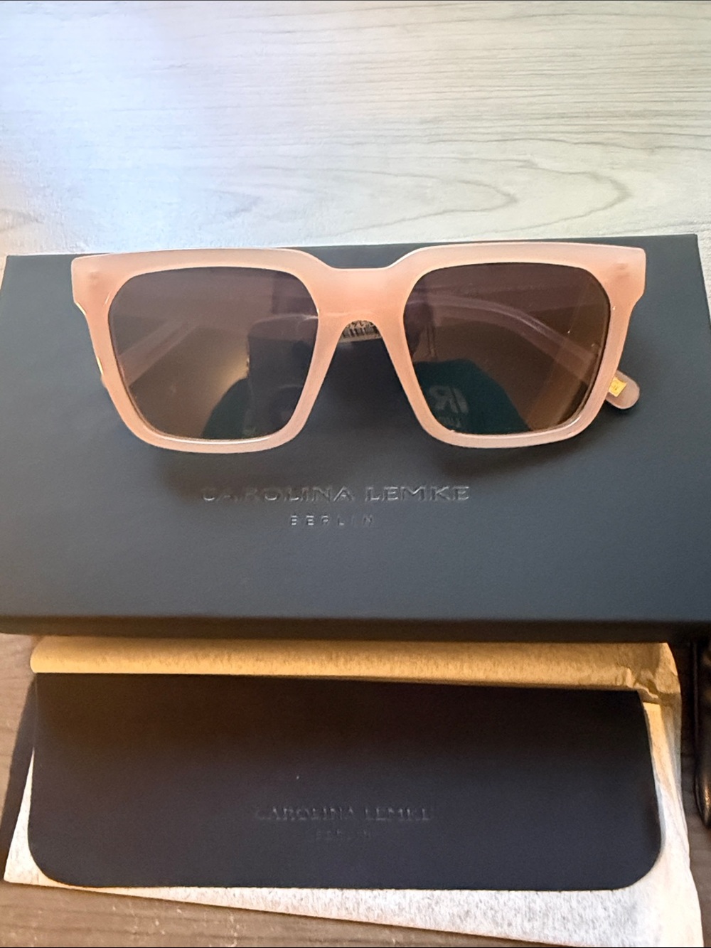 Carolina Lemke Nude-Peach Square Women’s Sunglasses - Picture 3 of 6